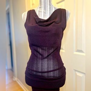 Sheer Dark Burgundy Bebe Blouson Mini Dress